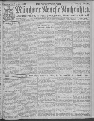 Münchner neueste Nachrichten Samstag 29. Dezember 1894