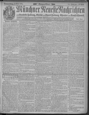 Münchner neueste Nachrichten Donnerstag 2. Mai 1901