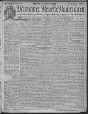 Münchner neueste Nachrichten Dienstag 21. Mai 1901