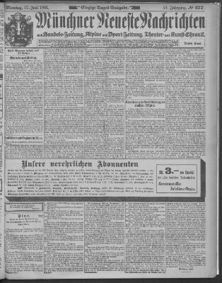 Münchner neueste Nachrichten Montag 17. Juni 1901