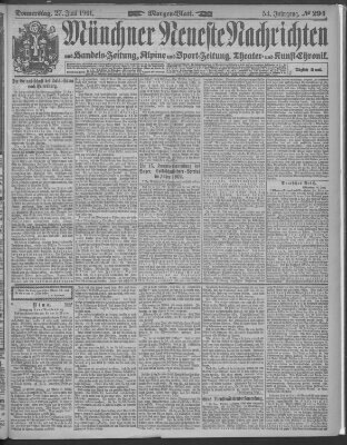 Münchner neueste Nachrichten Donnerstag 27. Juni 1901