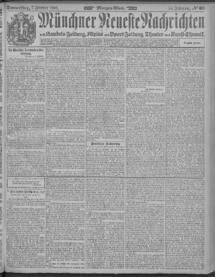 Münchner neueste Nachrichten Donnerstag 7. Februar 1901