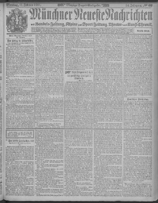 Münchner neueste Nachrichten Montag 11. Februar 1901