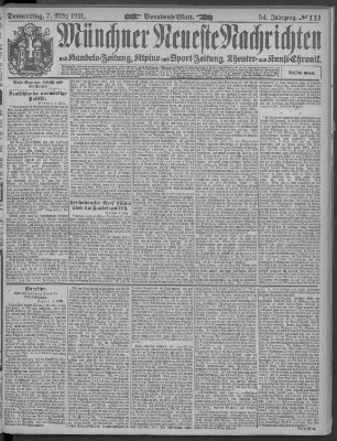 Münchner neueste Nachrichten Donnerstag 7. März 1901