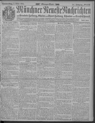 Münchner neueste Nachrichten Donnerstag 7. März 1901