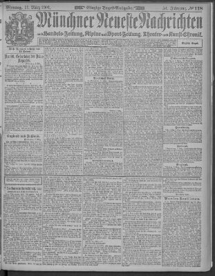 Münchner neueste Nachrichten Montag 11. März 1901