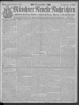 Münchner neueste Nachrichten Mittwoch 8. November 1893