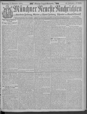 Münchner neueste Nachrichten Sonntag 12. November 1893