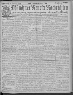 Münchner neueste Nachrichten Donnerstag 16. November 1893