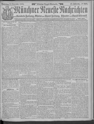 Münchner neueste Nachrichten Sonntag 19. November 1893