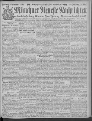 Münchner neueste Nachrichten Montag 20. November 1893