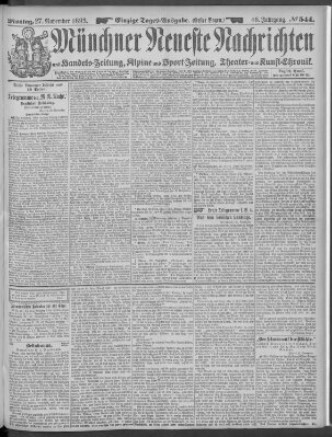 Münchner neueste Nachrichten Montag 27. November 1893