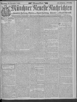 Münchner neueste Nachrichten Dienstag 28. November 1893