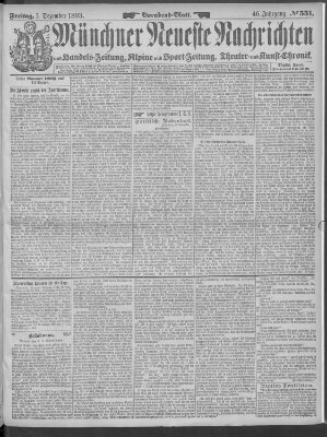 Münchner neueste Nachrichten Freitag 1. Dezember 1893