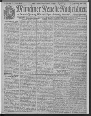 Münchner neueste Nachrichten Dienstag 1. Oktober 1901