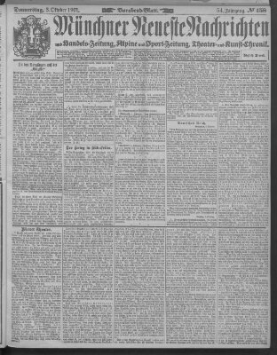 Münchner neueste Nachrichten Donnerstag 3. Oktober 1901