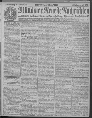 Münchner neueste Nachrichten Donnerstag 3. Oktober 1901