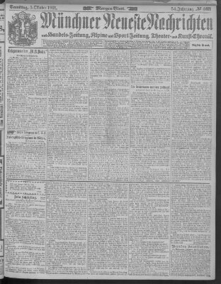 Münchner neueste Nachrichten Samstag 5. Oktober 1901