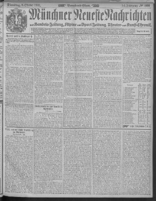 Münchner neueste Nachrichten Dienstag 8. Oktober 1901