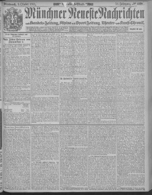 Münchner neueste Nachrichten Mittwoch 9. Oktober 1901