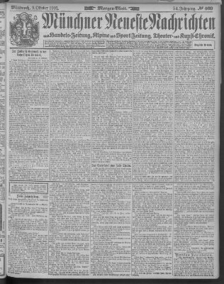 Münchner neueste Nachrichten Mittwoch 9. Oktober 1901