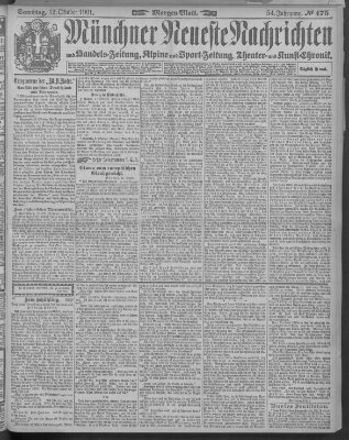 Münchner neueste Nachrichten Samstag 12. Oktober 1901