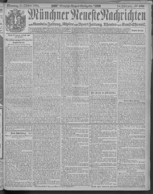 Münchner neueste Nachrichten Montag 21. Oktober 1901