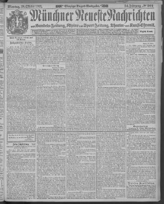 Münchner neueste Nachrichten Montag 28. Oktober 1901