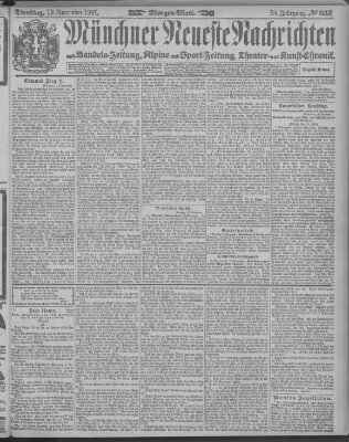 Münchner neueste Nachrichten Dienstag 19. November 1901