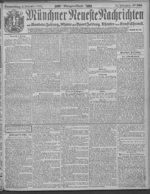 Münchner neueste Nachrichten Donnerstag 5. Dezember 1901