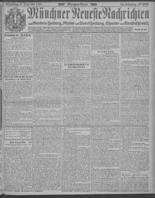 Münchner neueste Nachrichten Dienstag 17. Dezember 1901