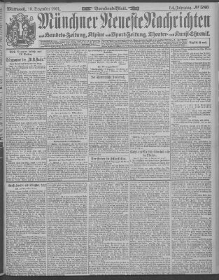Münchner neueste Nachrichten Mittwoch 18. Dezember 1901