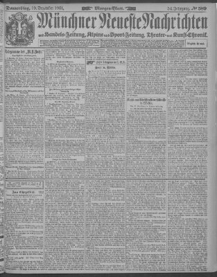 Münchner neueste Nachrichten Donnerstag 19. Dezember 1901