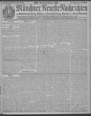 Münchner neueste Nachrichten Freitag 20. Dezember 1901