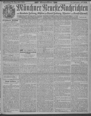 Münchner neueste Nachrichten Samstag 21. Dezember 1901