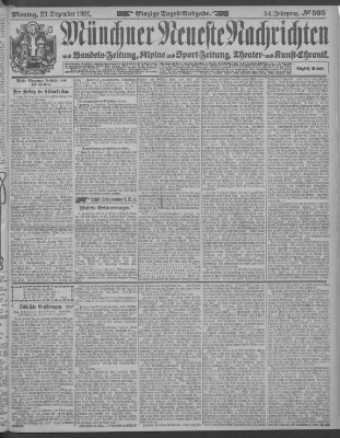 Münchner neueste Nachrichten Montag 23. Dezember 1901