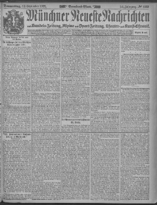 Münchner neueste Nachrichten Donnerstag 12. September 1901