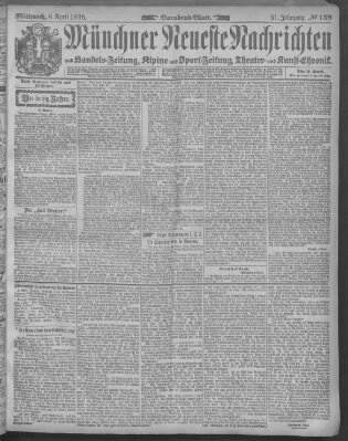 Münchner neueste Nachrichten Mittwoch 6. April 1898