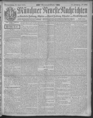 Münchner neueste Nachrichten Donnerstag 28. April 1898