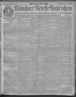 Münchner neueste Nachrichten Freitag 29. April 1898