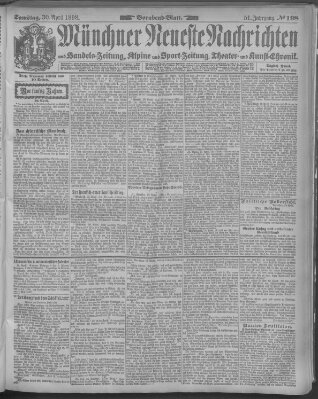 Münchner neueste Nachrichten Samstag 30. April 1898