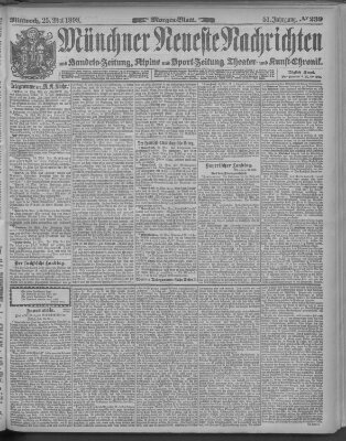 Münchner neueste Nachrichten Mittwoch 25. Mai 1898