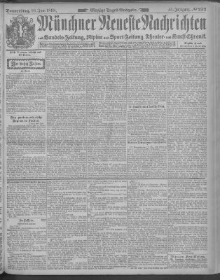 Münchner neueste Nachrichten Donnerstag 16. Juni 1898