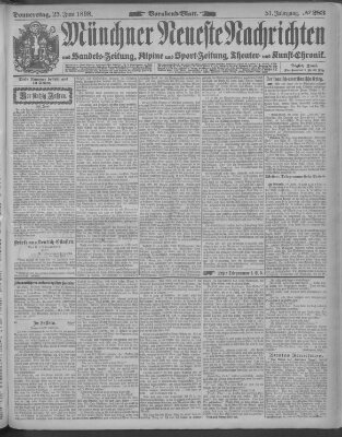 Münchner neueste Nachrichten Donnerstag 23. Juni 1898