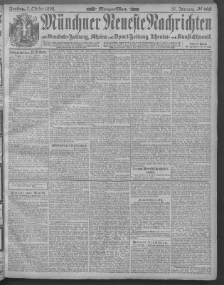 Münchner neueste Nachrichten Freitag 7. Oktober 1898