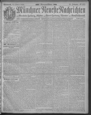 Münchner neueste Nachrichten Mittwoch 12. Oktober 1898