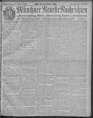 Münchner neueste Nachrichten Donnerstag 13. Oktober 1898