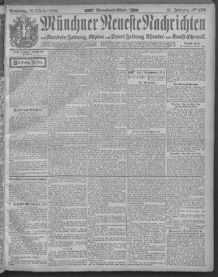 Münchner neueste Nachrichten Samstag 15. Oktober 1898