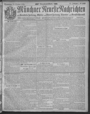 Münchner neueste Nachrichten Dienstag 18. Oktober 1898