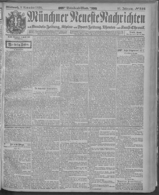 Münchner neueste Nachrichten Mittwoch 9. November 1898